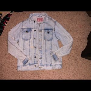 Brooklyn Cloth white washed loose fitting jean jacket.